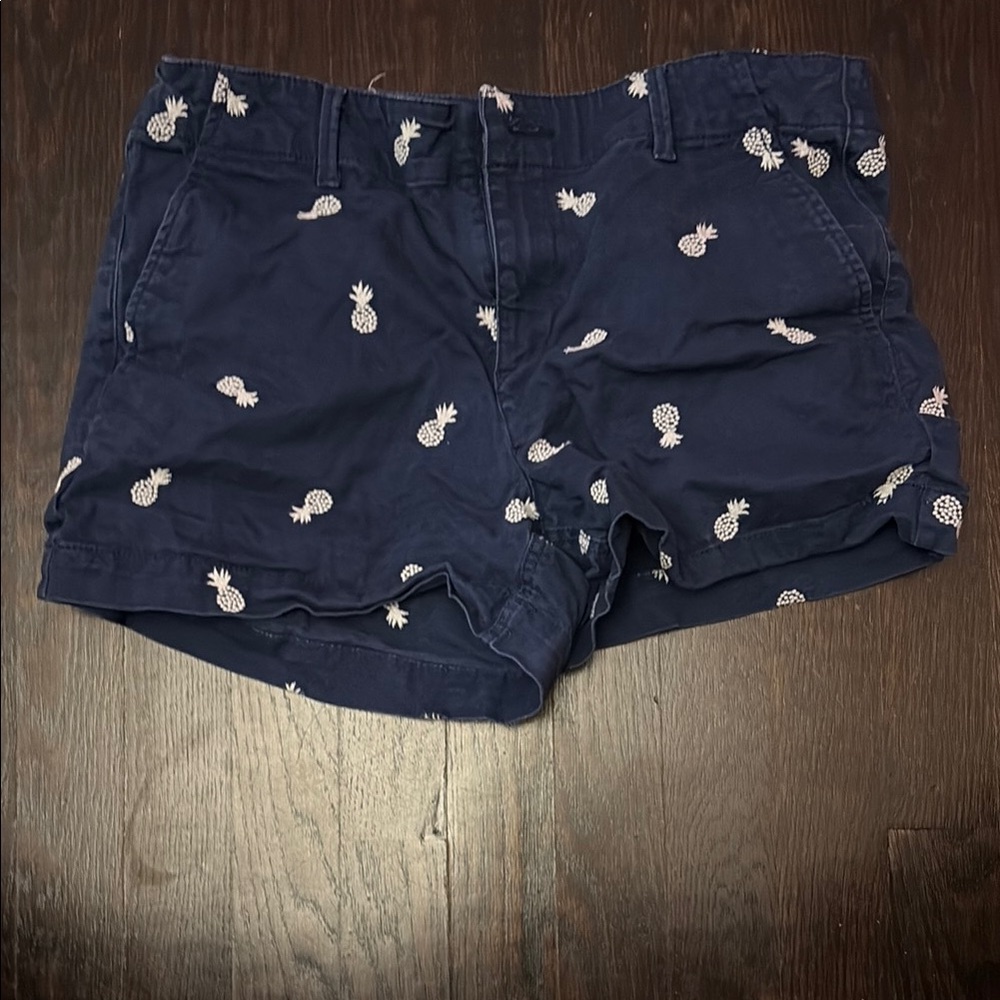 Women's Navy Pineapple Print Shorts